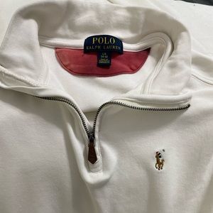 Boys large. White long sleeve zippered collar.